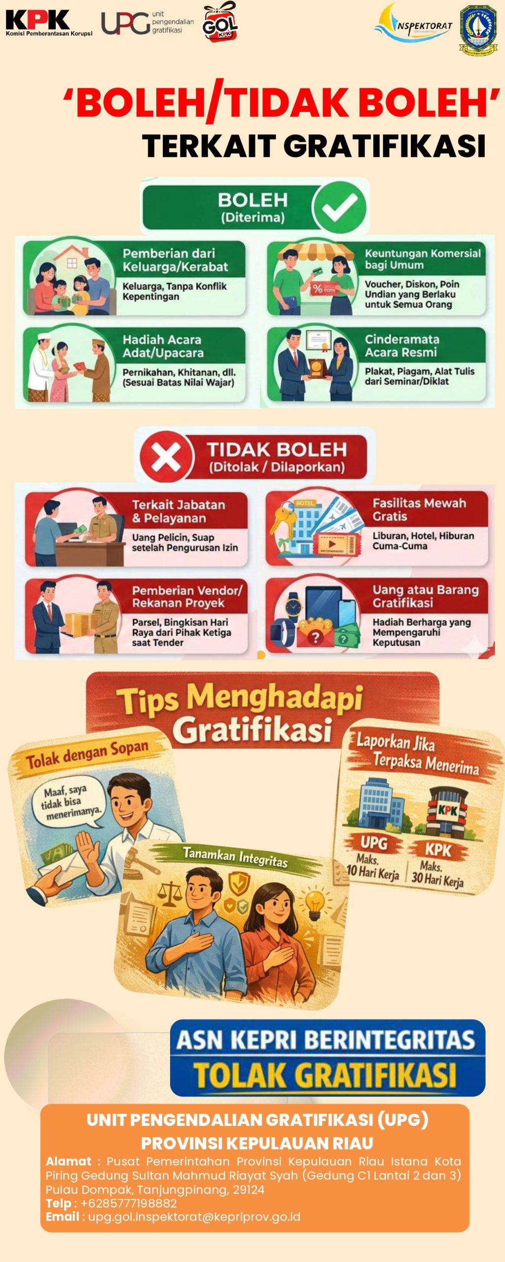Infografis Boleh Tidak Boleh Terkait Graitifikasi